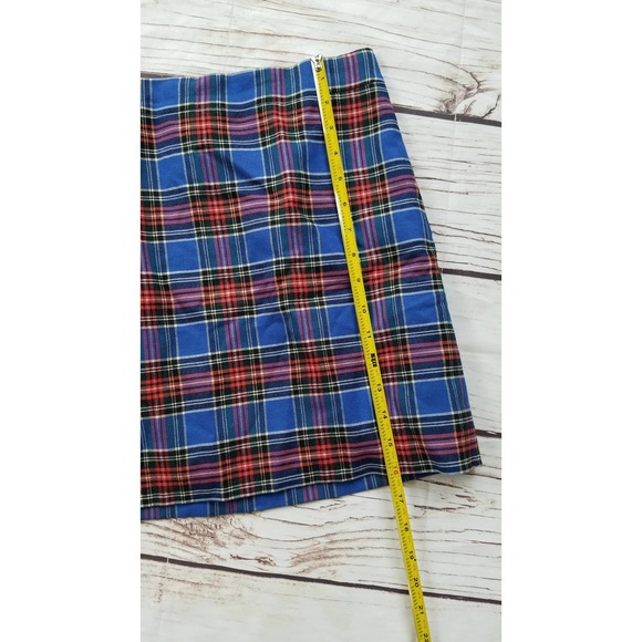J Crew Wool Blend Blue Red Plaid Mini Skirt - Picture 4 of 7